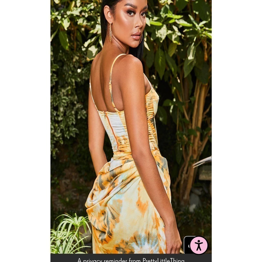 Orange Tie Dye Print Structured Corset set - Picture 2 of 12